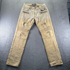 Odd Culture Jeans Mens 34x34 Brown Cotton Denim Straight Biker Moto Distressed